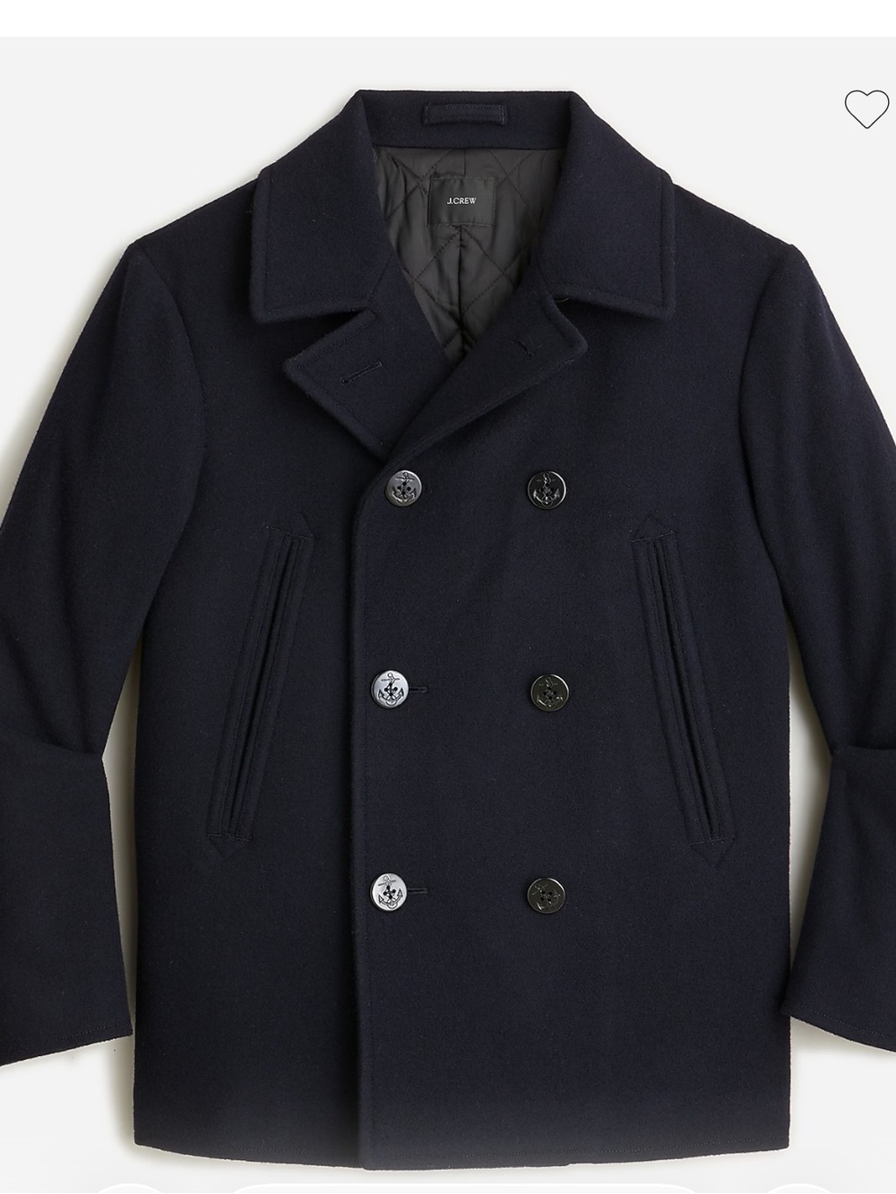 J Crew men size S Dock peacoat with PrimaLoft double breasted wool blend black